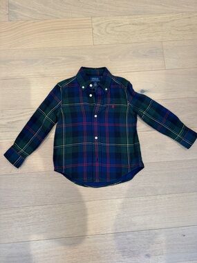 Polo by Ralph Lauren Navy, Green & Red Plaid Button-Down Shirt - Kids